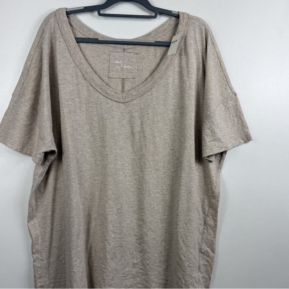 Men's Casual Beige V-Neck T-Shirt